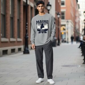 Maine Bicentennial 200 Yr 1820-2020 Anniversary Long Sleeve T-Shirt Gray NWT